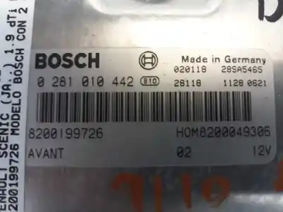 Pezzo di ricambio per auto di seconda mano centralina motore per renault scénic i monospace (ja0/1_, fa0_) 1.9 dti (ja1u) riferimenti oem iam 8200199726  0281010442