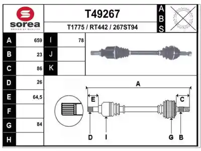 Second-hand car spare part front left transmission for renault clio iii emotion oem iam references 8200408417 t49267 213r1152