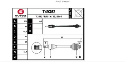 Автозапчастина б/у трансмісія задня права для renault twingo iii 0.9 energy посилання на oem iam 396008196r r1575 t49352