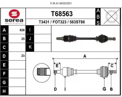 Second-hand car spare part front left transmission for ford ka+ ultimate oem iam references e3b53b437ca f2244 t68563