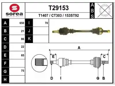 Peça sobressalente para automóvel em segunda mão transmissão dianteira esquerda por citroen c2 cool referências oem iam 3272et  c1630