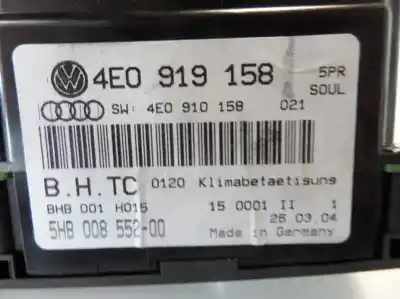 Second-hand car spare part climate control for audi a8 d3 (4e2, 4e8) 4.0 tdi quattro oem iam references 4e0919158 4e0910158021 5hb00855200