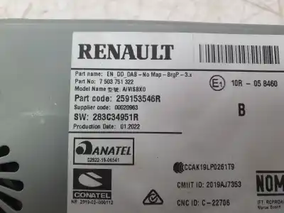 Peça sobressalente para automóvel em segunda mão sistema de áudio / rádio cd por renault clio v intens referências oem iam 259153546r  283c34951r
