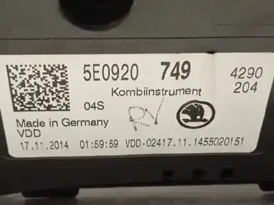 Автозапчастина б/у панель інструментів для skoda octavia iii combi (5e5, 5e6) 2.0 tdi посилання на oem iam 5e0920749  