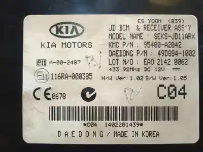 Peça sobressalente para automóvel em segunda mão módulo eletrônico por kia cee´d drive referências oem iam 95400a2042 116ra000385 