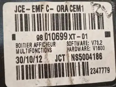 Second-hand car spare part multifunction display for citroen c3 tonic oem iam references 98010699xt  
