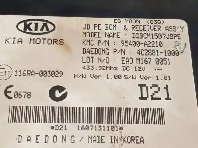 Pezzo di ricambio per auto di seconda mano modulo elettronico per kia pro cee´d (jd) 1.4 crdi 90 riferimenti oem iam 95400a2210  