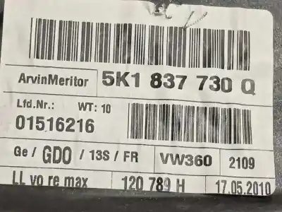Pezzo di ricambio per auto di seconda mano alzacristalli anteriore destro per volkswagen golf vi (5k1) 1.6 tdi riferimenti oem iam 5k1837730q 5k0837462d 5k0959702c