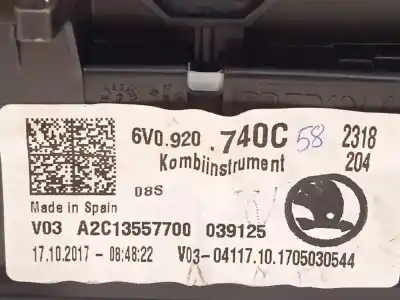 Автозапчастина б/у панель інструментів для skoda fabia 1.0 mpi посилання на oem iam 6v0920740c a2c13557700 