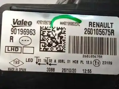 Pezzo di ricambio per auto di seconda mano faro anteriore destro per renault megane iv berlina 5p zen riferimenti oem iam 260105675r 90196963 