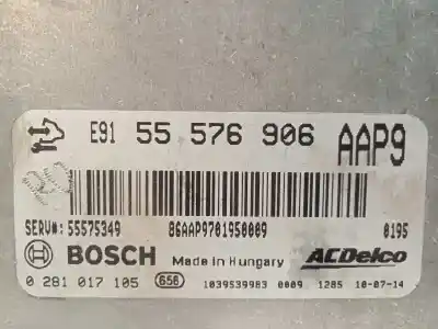 Автозапчастина б/у ебу контролер двигуна для opel insignia a sedán (g09) 2.0 cdti (69) посилання на oem iam 55575349 55576906 0281017105