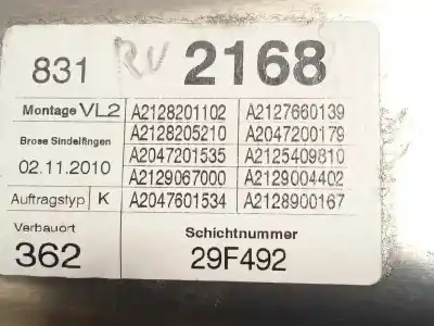 Автозапчасти б/у регулятор стекла переднего левого за mercedes-benz clase e (w212) lim. 250 cdi blueefficiency (212.003) ссылки oem iam a2048200142  