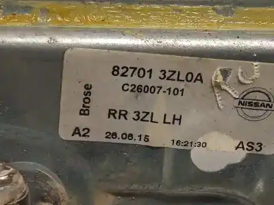 Second-hand car spare part rear left window regulator for nissan pulsar (c13) acenta oem iam references 827013zl0a  