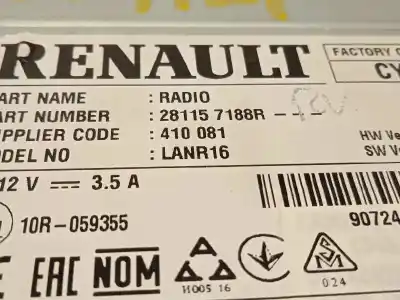 Peça sobressalente para automóvel em segunda mão sistema de áudio / rádio cd por renault megane iv grandtour 1.3 tce referências oem iam 281157188r  