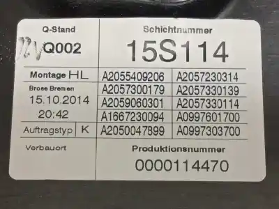 Автозапчасти б/у регулятор стекла заднего левого за mercedes-benz clase c (w205) familiar c 220 t cdi bluetec edition 1 (205.204) ссылки oem iam a2057307904 a2059060301 
