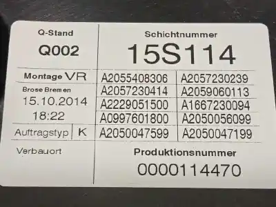 Автозапчастина б/у регулятор переднього правого скла для mercedes-benz clase c (w205) familiar c 220 t cdi bluetec edition 1 (205.204) посилання на oem iam a2059060113  