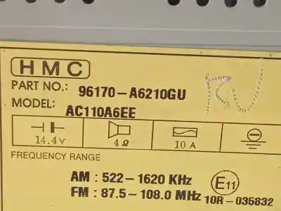 Second-hand car spare part audio system / radio cd for hyundai i30 (gd) 1.6 gdi cat oem iam references 96170a6210gu  