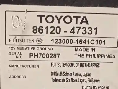 Gebrauchtes Autoersatzteil audiosystem / radio-cd zum toyota prius (nhw30) plug-in hybrid advance oem-iam-referenzen 8612047331  