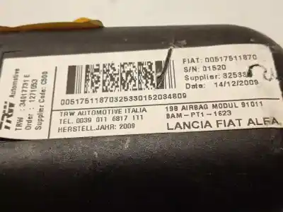 Автозапчасти б/у подушка безопасности передняя правая за lancia delta (181) 1.6 diesel cat ссылки oem iam 00517511870 51751187 0051751187