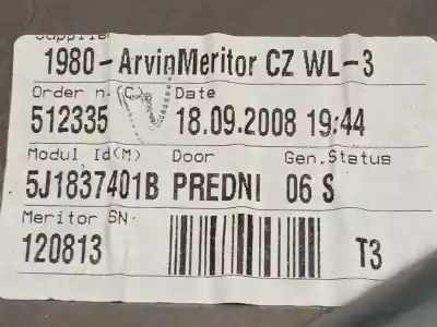 Gebrauchtes Autoersatzteil fensterheber vorne links zum skoda fabia (5j2 ) 1.2 oem-iam-referenzen 6q2959802f 5j1837401b 