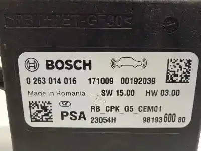 Recambio de automóvil de segunda mano de modulo electronico para peugeot 3008 i monospace (0u_) 1.6 bluehdi 120 referencias oem iam 9819360080 0263014016 
