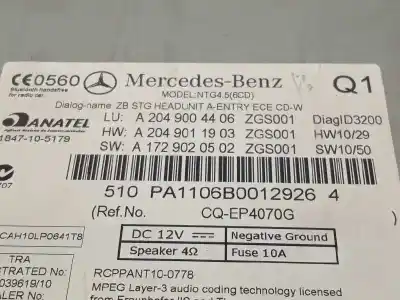 Pièce détachée automobile d'occasion système de navigation gps pour mercedes-benz clase c (w204) familiar c 220 t cdi blueefficiency (204.202) références oem iam a2049004406 2049004406 