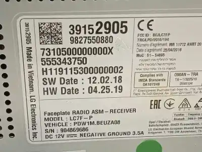 Recambio de automóvil de segunda mano de pantalla multifuncion para opel crossland x excellence referencias oem iam 39152905 9827550880 555343750