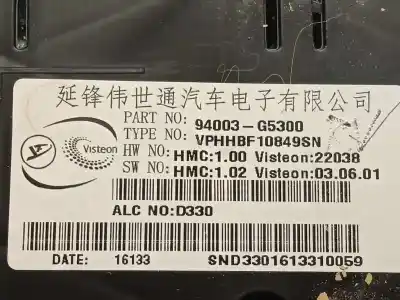 Recambio de automóvil de segunda mano de cuadro instrumentos para kia niro i (de) 1.6 gdi hybrid referencias oem iam 94003g5300  