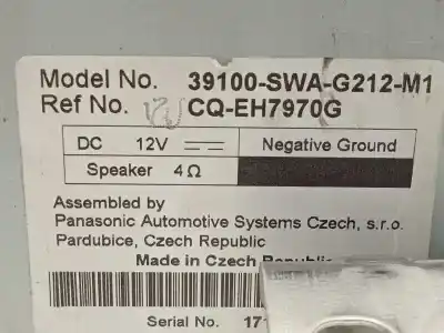 Автозапчастина б/у аудіо система / радіо cd для honda cr-v iii (re_) 2.2 i-dtec 4wd (re6) посилання на oem iam 39100swag212m1 39100swag21 
