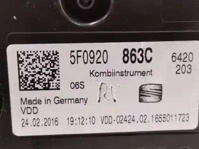 Автозапчастина б/у панель інструментів для seat leon (5f1) reference ecomotive посилання на oem iam 5f0920863c a2c94680800 