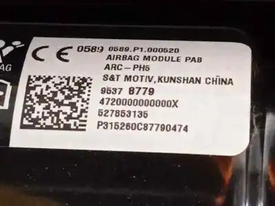 Pièce détachée automobile d'occasion module d'airbag pour opel mokka selective références oem iam 95485771 95378779 13473808