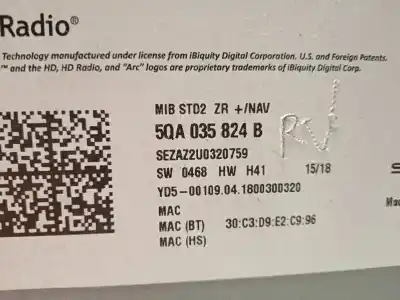 Second-hand car spare part gps navigation system for seat leon st (5f8) style connect oem iam references 5qa035824b  