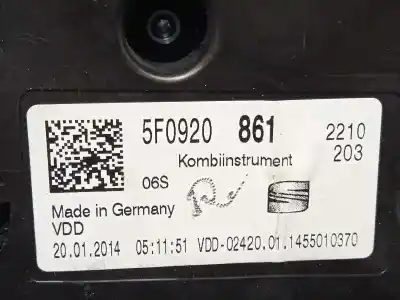 Second-hand car spare part dashboard for seat leon (5f1) fr oem iam references 5f0920861  