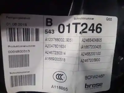 İkinci el araba yedek parçası ön sag pencere regülatörü için mercedes-benz clase b (w246) b 200 cdi (246.208) oem iam referansları a2467205800 a2469065200 