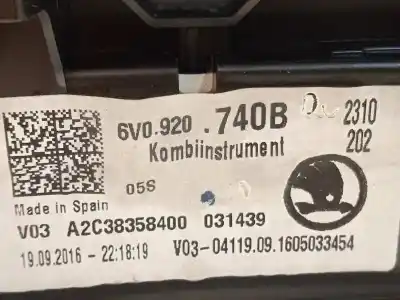 Автозапчастина б/у панель інструментів для skoda fabia iii (nj3) 1.2 tsi посилання на oem iam 6v0920740b a2c38358400 