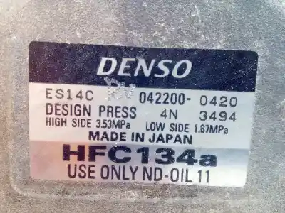 Pezzo di ricambio per auto di seconda mano compressore aria condizionata per toyota prius (nhw30) 1.8 16v cat riferimenti oem iam 0422000420 es14c 8837047031
