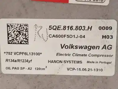 Автозапчасти б/у компрессор кондиционера воздуха за audi q3 (f3b) 1.5 16v tsi act 150 cv / 110 kw ссылки oem iam 5qe816803h  
