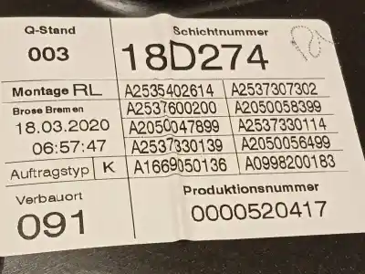 Автозапчасти б/у регулятор стекла заднего левого за mercedes-benz clase glc (w253) glc 220 d 4matic (253.915) ссылки oem iam a2537307902  