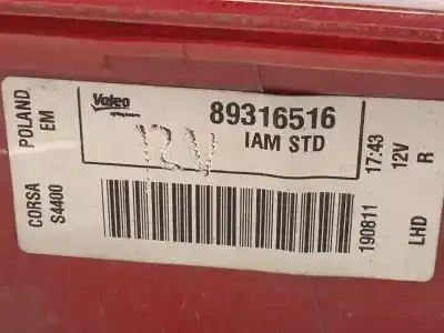 Pezzo di ricambio per auto di seconda mano luci posteriori destra per opel corsa d 1.3 16v cdti riferimenti oem iam 89316516 93189091 