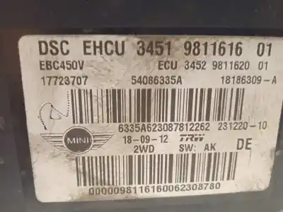 Peça sobressalente para automóvel em segunda mão abs por bmw mini (r56) cooper d referências oem iam 34519811616 34529811620 17723707