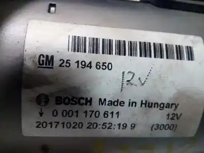 Автозапчастина б/у двигун запускається для opel mokka x selective start/stop посилання на oem iam 25194650 0001170611 