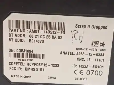 Second-hand car spare part electronic module for ford c-max trend oem iam references am5t14d212ed  2016484