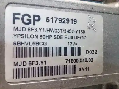 İkinci el araba yedek parçası ecu motor kontrol cihazi için lancia ypsilon (101) 1.3 multijet 16v platino (66kw) (10.2006->) oem iam referansları 51792919 6bhvl5bcg 