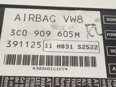 Second-hand car spare part airbag control unit for volkswagen passat b6 variant (3c5) 2.0 tdi oem iam references 3c0909605m  3c0909605m00b