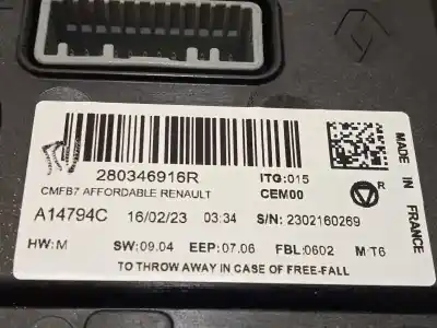 Second-hand car spare part multifunction display for renault clio v 1.0 tce bivalent. gasolina / gpl oem iam references 280346137r  