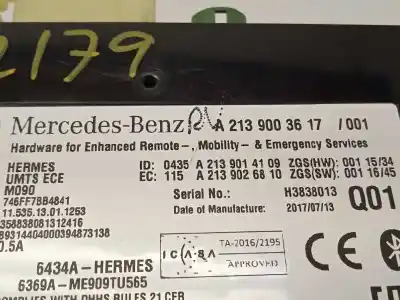 Recambio de automóvil de segunda mano de modulo electronico para mercedes clase c cabrio (bm 205) (6.2016->) c 200 (205.442) referencias oem iam a2139003617  