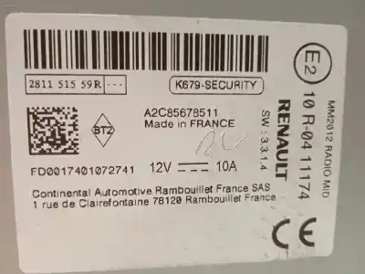 Автозапчастина б/у gps навігаційна система для renault captur i (j5_, h5_) 1.5 dci 110 посилання на oem iam 281151559r  