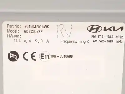 Автозапчастина б/у аудіо система / радіо cd для kia xceed 1.0 tgdi cat посилання на oem iam 96160j7515wk  