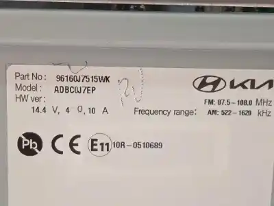 Second-hand car spare part audio system / radio cd for kia xceed 1.0 tgdi cat oem iam references 96160j7515wk  