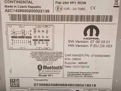 Peça sobressalente para automóvel em segunda mão sistema de áudio / rádio cd por fiat ducato maxi furgón g. vol. 35 (290) 2.3 jtd cat referências oem iam 07356825980 a2c14395502 735682598